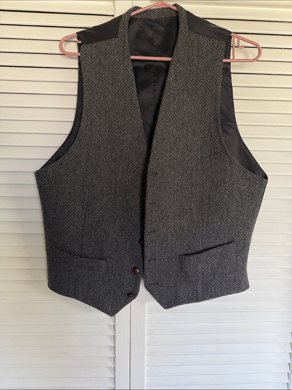 Banana Republic Gray Herringbone Wool Blend Vest